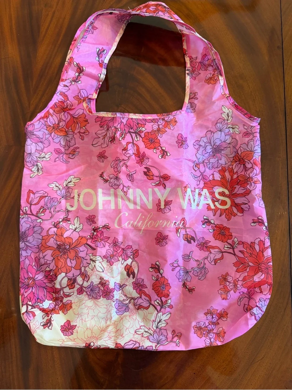 NEW Johnny Was Pink Floral Packable Reusable Tote Bag